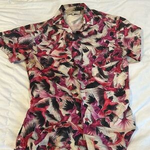 Travis Birds Of Paradise Print Cotton Shirt Orlebar Brown size Medium